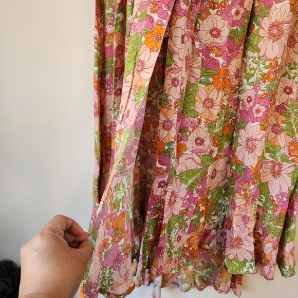Revolve House of Harlow 1960 Button Front Maxi Floral Skirt S Tassel Hi-Low,Boho - Picture 9 of 16
